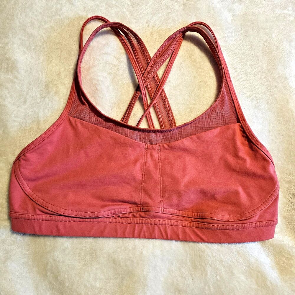 Lululemon Energy Bra Cross Back Medium Support Poppy Coral Pink Size 10 Run Yoga